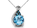 1.60 Carat (ctw) Natural Blue Topaz Dangle Drop Pendant Necklace in Sterling Silver with Chain